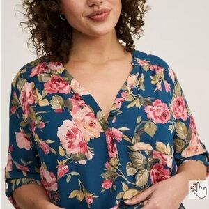 Torrid Blue Floral Blouse